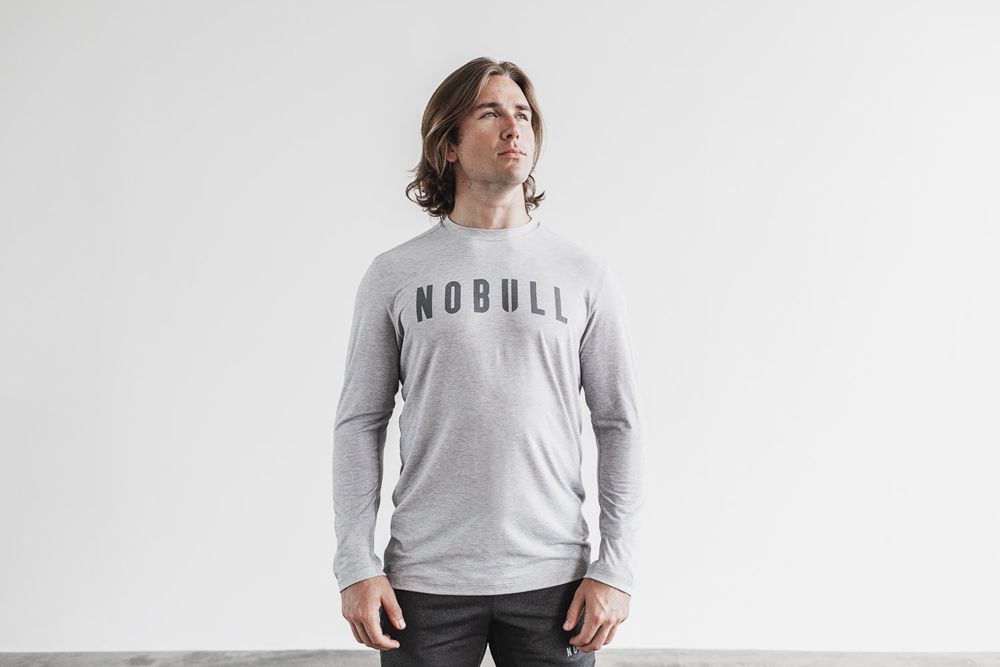 T-Shirts NOBULL Homme Grise Clair - NOBULL Manga Larga,France (1425-TSAHB)